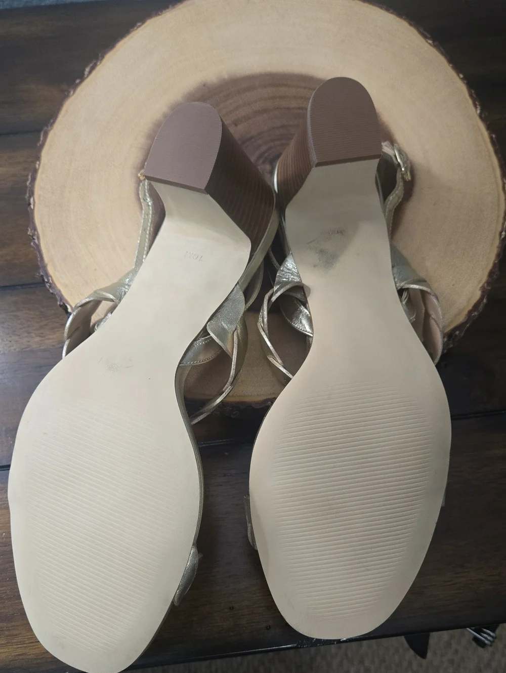 TALBOTS Metallic Gold Braided Strap Sandals Sz 10